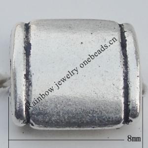 Bead Zinc Alloy Jewelry Findings Lead-free, Square 8mm Hole:1mm, Sold by Bag