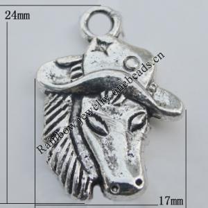 Pendant Zinc Alloy Jewelry Findings Lead-free, 24x17mm Hole:2mm, Sold by Bag