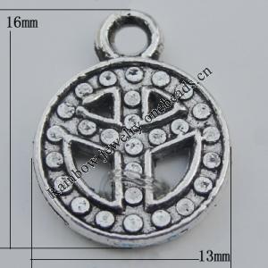 Pendant Zinc Alloy Jewelry Findings Lead-free, 16x13mm Hole:2.5mm, Sold by Bag