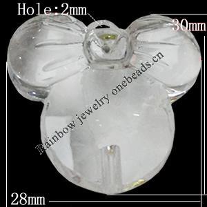 Transparent Acrylic Pendant, Animal Head 28x30mm Hole:2mm, Sold by Bag 