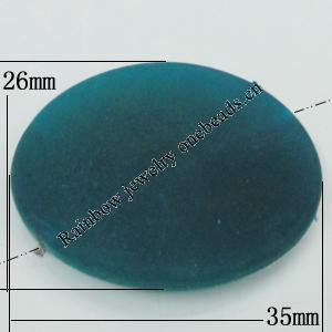 Dichroice Matte Acrylic Beads, Flat Oval 35x26mm Hole:2mm, Sold by Bag 