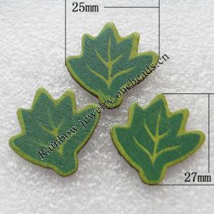  Wooden Applique, Leaf 25x27x3mm Sold by PC