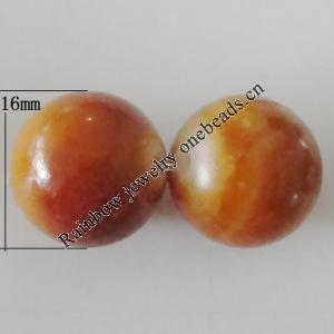 Imitation Ceramics Acrylic Beads, Round 16mm Hole:2.5mm, Sold by Bag