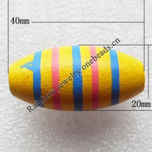 Wooden Jewelery Beads, Oval 40x20mm Hole:4mm, Sold by PC