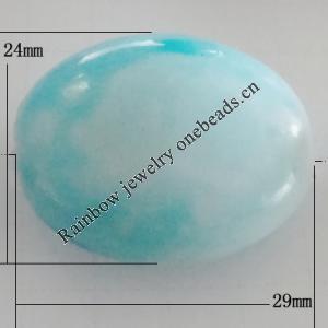 Imitation Ceramics Acrylic Beads, Flat Oval 29x24mm Hole:3mm, Sold by Bag