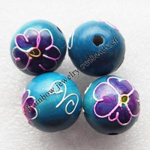 Wooden Jewelery Beads, Round 25mm Hole:4mm, Sold by PC