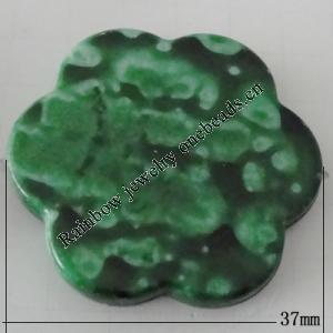 Imitation Ceramics Acrylic Beads, Flower 37mm Hole:3mm, Sold by Bag