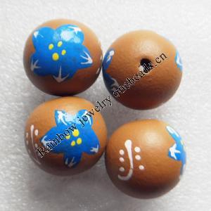 Wooden Jewelery Beads, Round 24mm Hole:4mm, Sold by PC