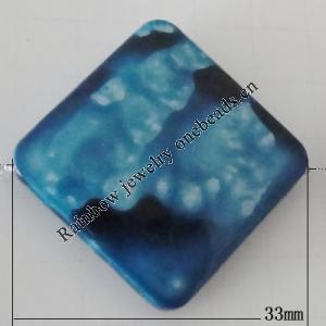 Imitation Ceramics Acrylic Beads, Diamond 33mm Hole:2mm, Sold by Bag