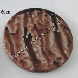 Imitation Ceramics Acrylic Beads, Flat Round 50mm Hole:2.5mm, Sold by Bag