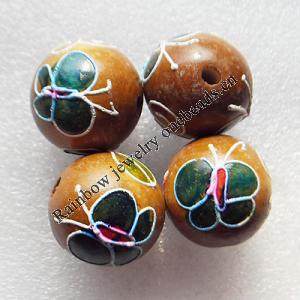 Wooden Jewelery Beads, Round 24mm Hole:4mm, Sold by PC