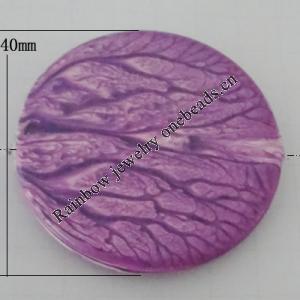 Watermark Acrylic Beads, Flat Round 40mm Hole:3mm, Sold by Bag 
