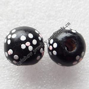 Wooden Jewelery Beads, Round 24mm Hole:4mm, Sold by PC