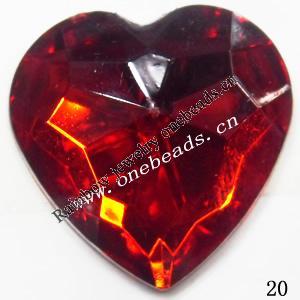 Taiwan Acrylic Cabochons,Faceted Heart 20mm,Sold by Bag