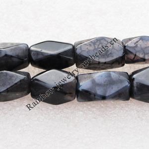 Gemstone beads, Agate(dyed), Polyhedron 17x12mm Hole:2mm, Sold per 16-inch strand