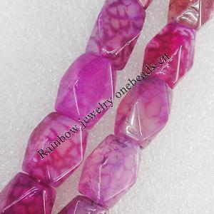 Gemstone beads, Agate(dyed), Polyhedron 16x10mm Hole:2.5mm, Sold per 16-inch strand