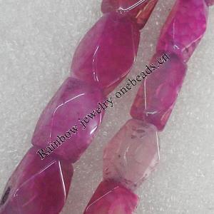 Gemstone beads, Agate(dyed), Polyhedron 14x8mm Hole:2mm, Sold per 16-inch strand