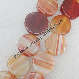 Gemstone beads, Agate(dyed), Flat Round 18mm Hole:2.5mm, Sold per 16-inch strand