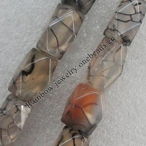 Gemstone beads, Agate(dyed), Polyhedron 17x11mm Hole:2.5mm, Sold per 16-inch strand