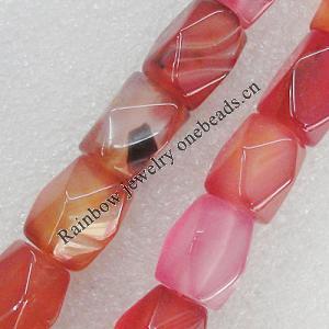 Gemstone beads, Agate(dyed), Polyhedron 16x11mm Hole:3mm, Sold per 16-inch strand