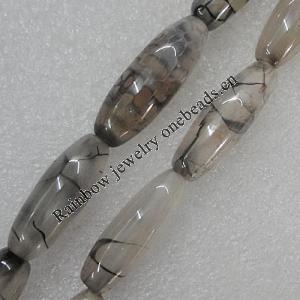 Gemstone beads, Agate(dyed), Oval 28x10mm Hole:2mm, Sold per 16-inch strand