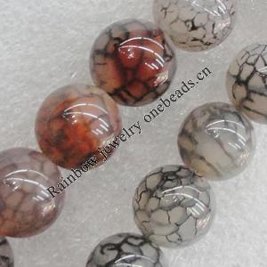 Gemstone beads, Agate(dyed), Round 14mm Hole:2.5mm, Sold per 16-inch strand