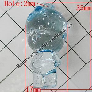 Transparent Acrylic Pendant, Children 35x17mm Hole:2mm, Sold by Bag 