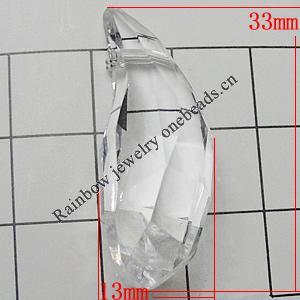 Transparent Acrylic Pendant, Nugget 33x13mm Hole:1mm, Sold by Bag 