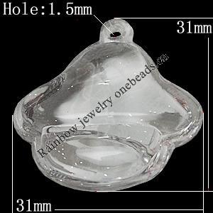 Transparent Acrylic Pendant, 31x31mm Hole:1.5mm, Sold by Bag 