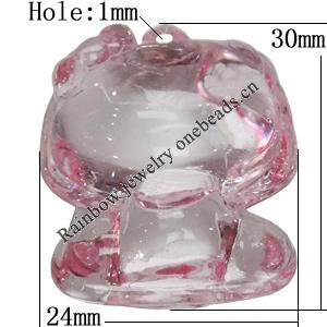 Transparent Acrylic Pendant, Animal 30x24mm Hole:1mm, Sold by Bag 