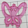 Transparent Acrylic Pendant, Butterfly 37x37mm Hole:1mm, Sold by Bag 