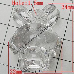 Transparent Acrylic Pendant, Animal 34x22mm Hole:1.5mm, Sold by Bag 