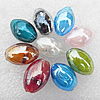 Silver Foil Lampwork Beads, Mix Color Oval 11x16mm, Hole:About 2mm, Sold by Group