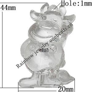 Transparent Acrylic Pendant, Animal 44x20mm Hole:1mm, Sold by Bag 
