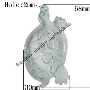 Transparent Acrylic Pendant, Animal 58x30mm Hole:2mm, Sold by Bag 