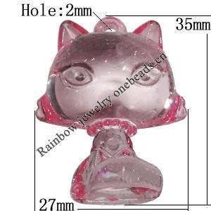 Transparent Acrylic Pendant, Animal 35x27mm Hole:2mm, Sold by Bag 