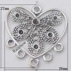 Connector Zinc Alloy Jewelry Findings Lead-free, 26x27mm Hole:2mm, Sold by Bag