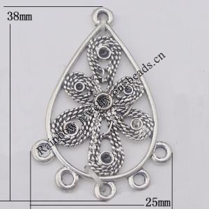 Connector Zinc Alloy Jewelry Findings Lead-free, 25x38mm Hole:2mm, Sold by Bag
