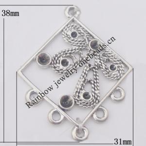 Connector Zinc Alloy Jewelry Findings Lead-free, 31x38mm Hole:2mm, Sold by Bag