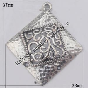 Pendant Zinc Alloy Jewelry Findings Lead-free, 33x37mm Hole:2mm, Sold by Bag