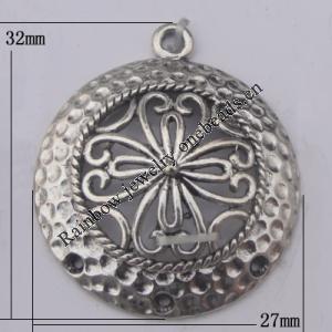 Pendant Zinc Alloy Jewelry Findings Lead-free, 27x32mm Hole:2mm, Sold by Bag