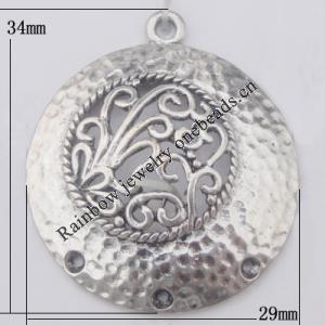 Pendant Zinc Alloy Jewelry Findings Lead-free, 29x34mm Hole:2mm, Sold by Bag