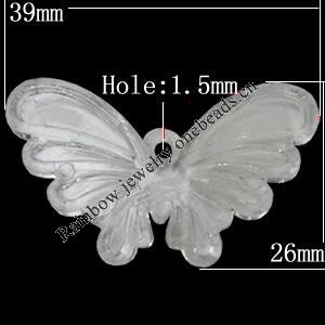 Transparent Acrylic Pendant, Butterfly 39x26mm Hole:1.5mm, Sold by Bag 