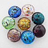 Silver Foil Lampwork Beads, Mix Color Flat round 20x10mm, Hole:About 2mm, Sold by Group