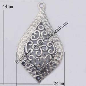 Pendant Zinc Alloy Jewelry Findings Lead-free, 24x44mm Hole:2mm, Sold by Bag