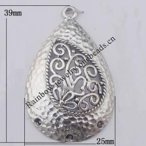 Pendant Zinc Alloy Jewelry Findings Lead-free, 25x39mm Hole:2mm, Sold by Bag