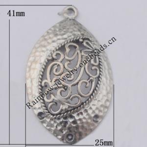 Pendant Zinc Alloy Jewelry Findings Lead-free, 25x41mm Hole:2mm, Sold by Bag
