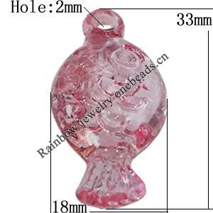 Transparent Acrylic Pendant, Fish 33x18mm Hole:2mm, Sold by Bag 