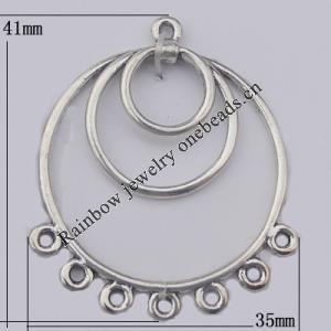 Connector Zinc Alloy Jewelry Findings Lead-free, 35x41mm Hole:2mm, Sold by Bag