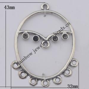 Connector Zinc Alloy Jewelry Findings Lead-free, 32x43mm Hole:2mm, Sold by Bag
